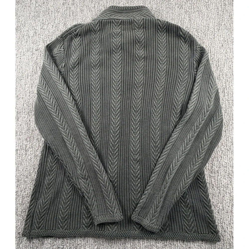 Carbon 2 Cobalt Sweater Mens XL Green Full Zip Cable Knit Sherpa Collar 155171